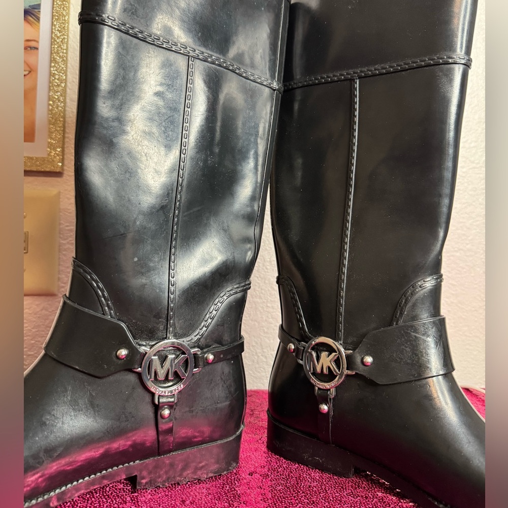 MICHAEL KORS 🖤 Women’s Rubber Knee-high Rain Boots (Size 7) - Picture 6 of 16